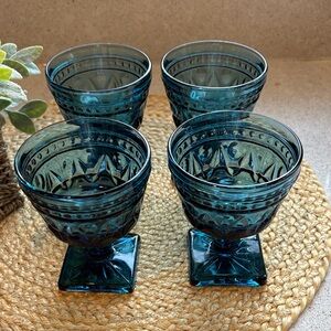 (4) Vintage Indiana Glass Colony Park Lane Blue Champagne/Sherbet Glasses